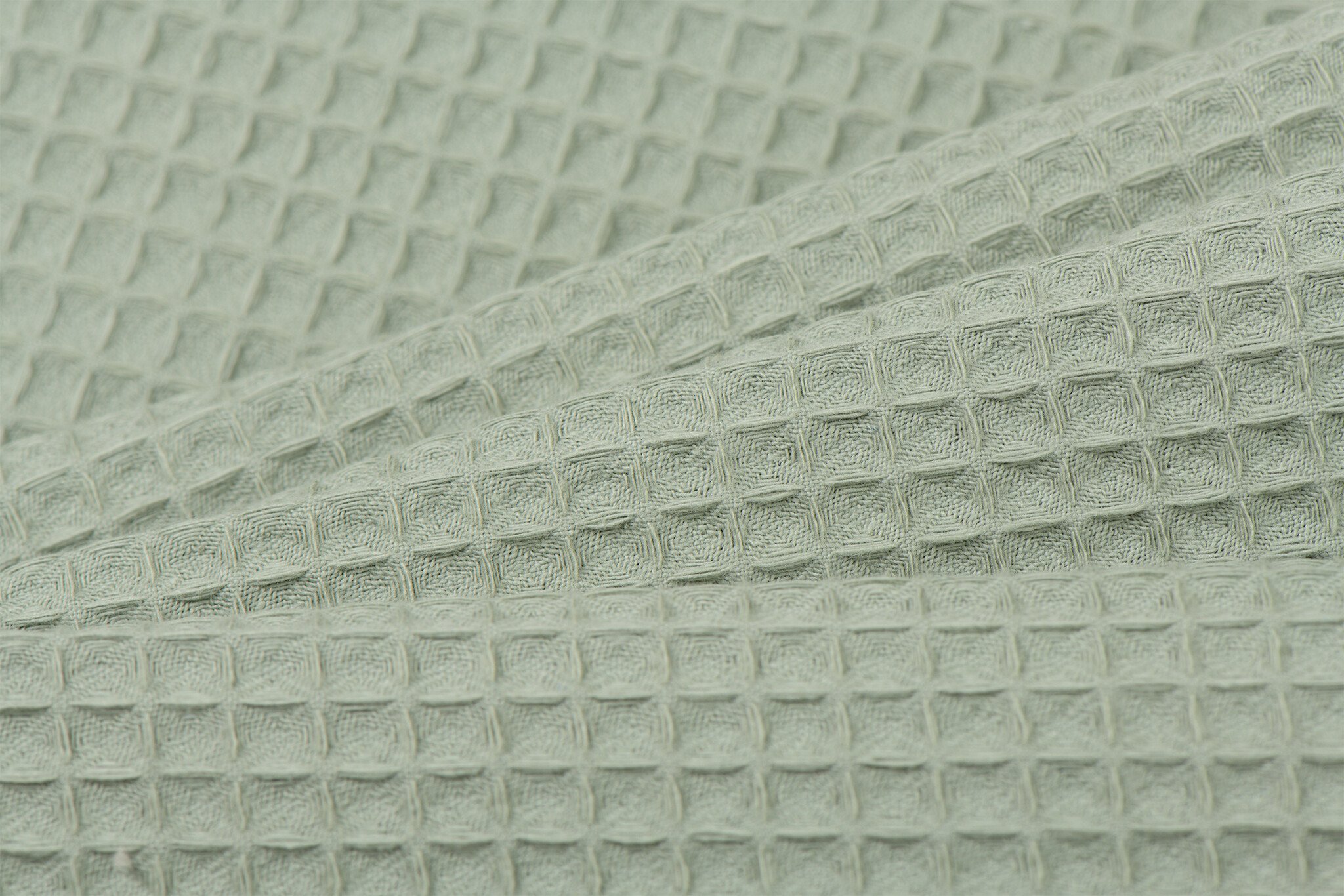 Wafelkatoen Pique Dusty Groen