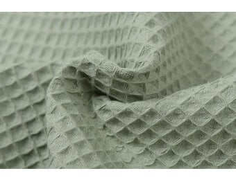 Wafelkatoen Pique Dusty Groen