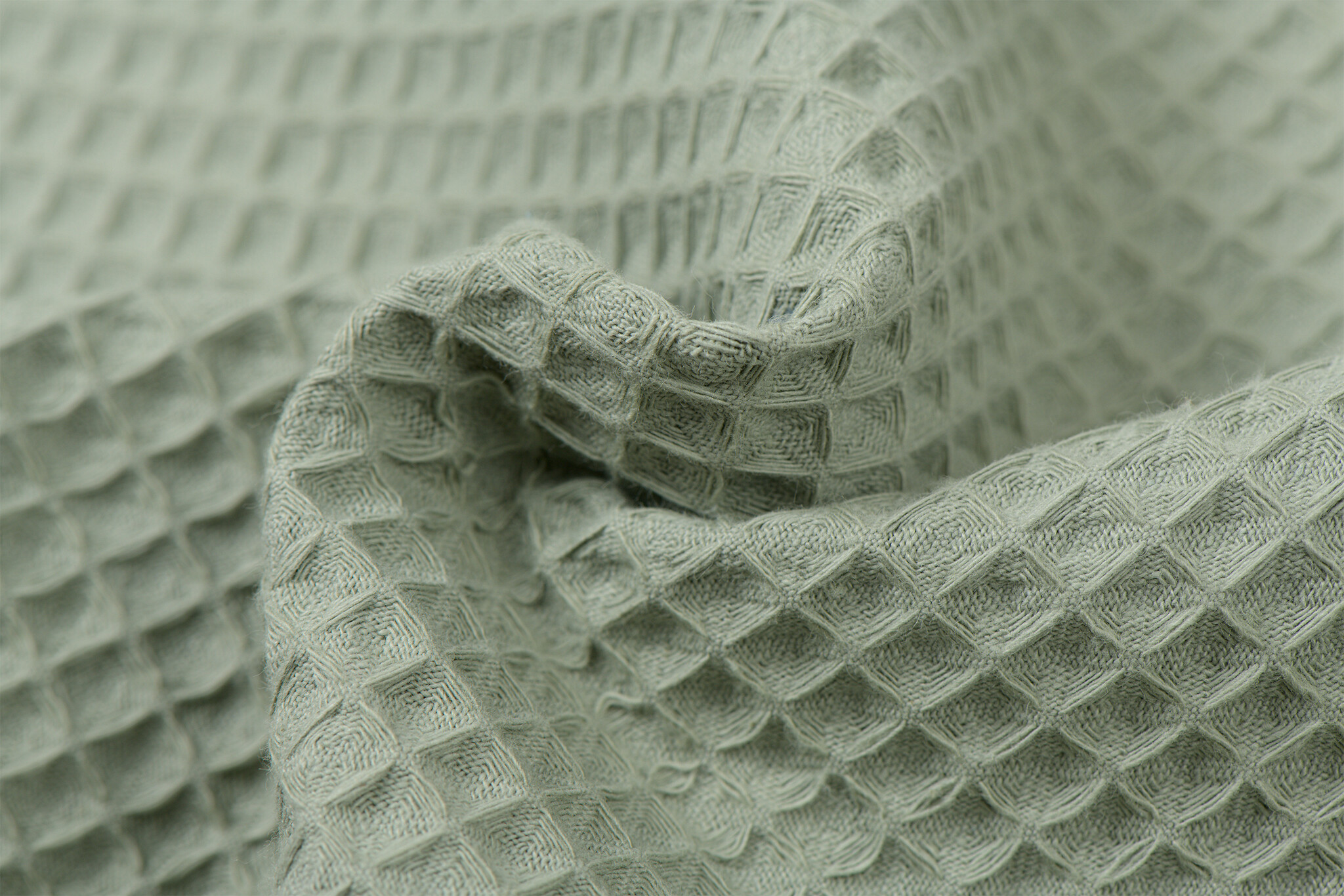 Wafelkatoen Pique Dusty Groen