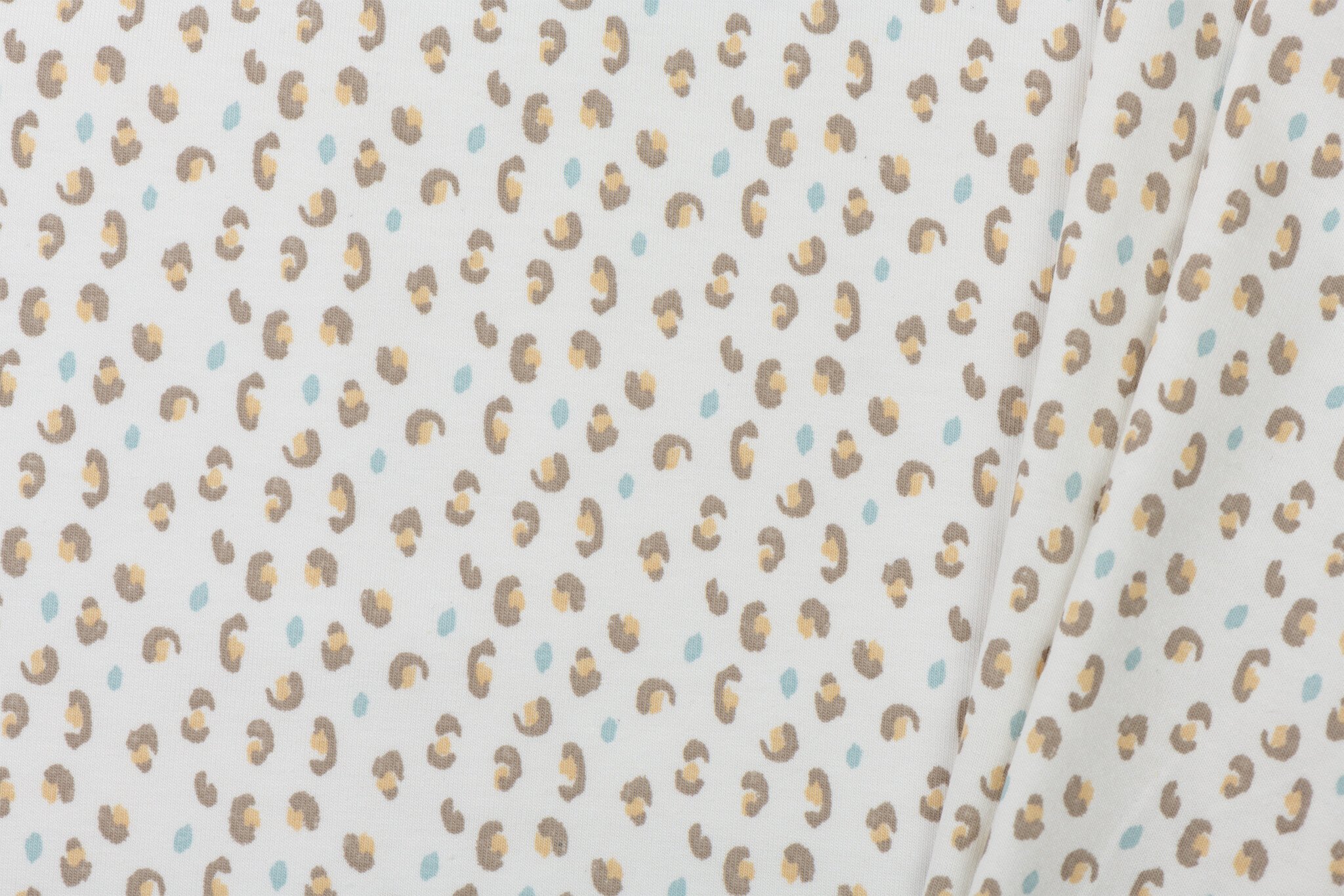 Katoenen Jersey Stof Luipaard Off White