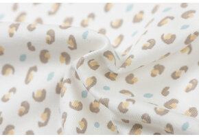Katoenen Jersey Stof Luipaard Off White