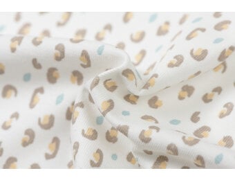 Katoenen Jersey Stof Luipaard Off White