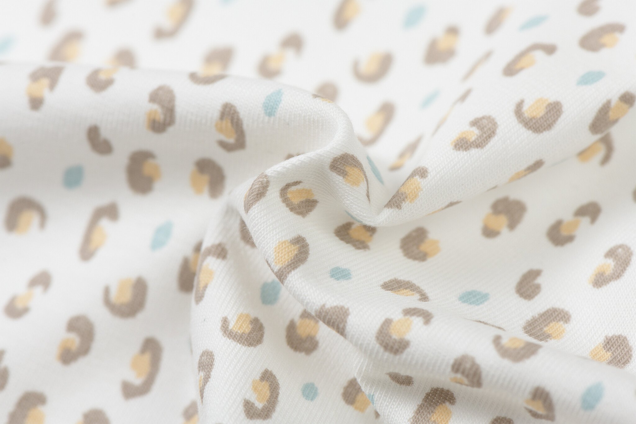 Katoenen Jersey Stof Luipaard Off White