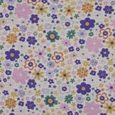 Sweat Stof Ecru Melange Glitter Bloemen