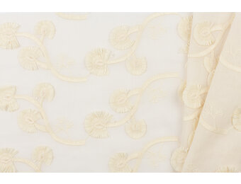 Katoen Embroidery Blaasbloemen Naturel