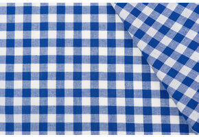 Boerenbont Ruit Stof 1 cm - Kobaltblauw