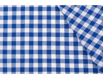 Boerenbont Ruit Stof 1 cm - Kobaltblauw