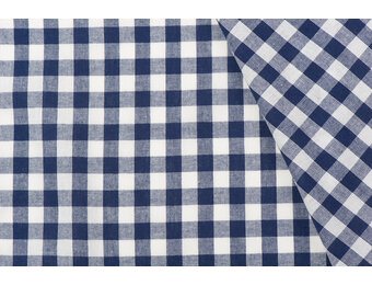 Boerenbont Ruit Stof 1 cm - Marineblauw