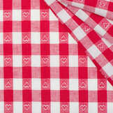 Boerenbont Ruitstof 1 cm met Hartjes - Rood