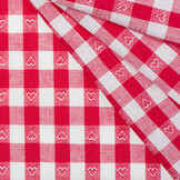 Boerenbont Ruitstof 1 cm met Hartjes - Rood