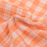 Hydrofiel Katoen Stof Dubbelzijdig Vichy Ruit - Uni - Clementine