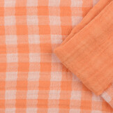 Hydrofiel Katoen Stof Dubbelzijdig Vichy Ruit - Uni - Clementine