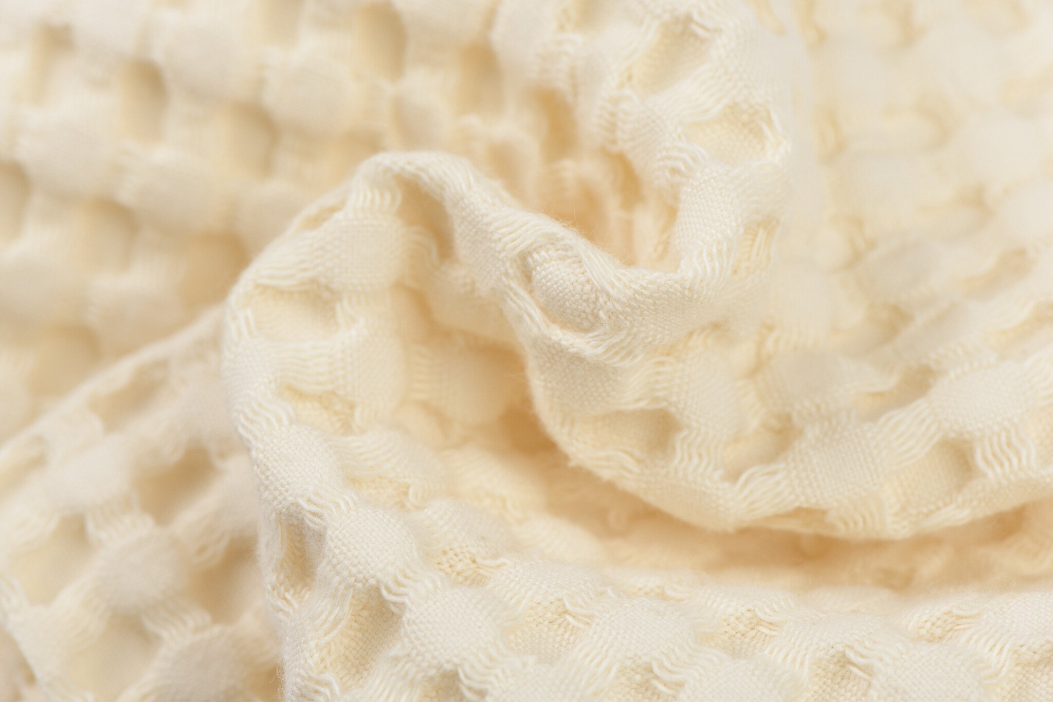 Wafelkatoen Piqué Stof XL Barbados - New Ecru