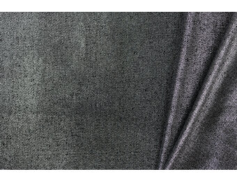 Coated Denim Stof Zwart -Zilver