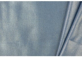 Coated Denim Stof Licht Blauw -Goud