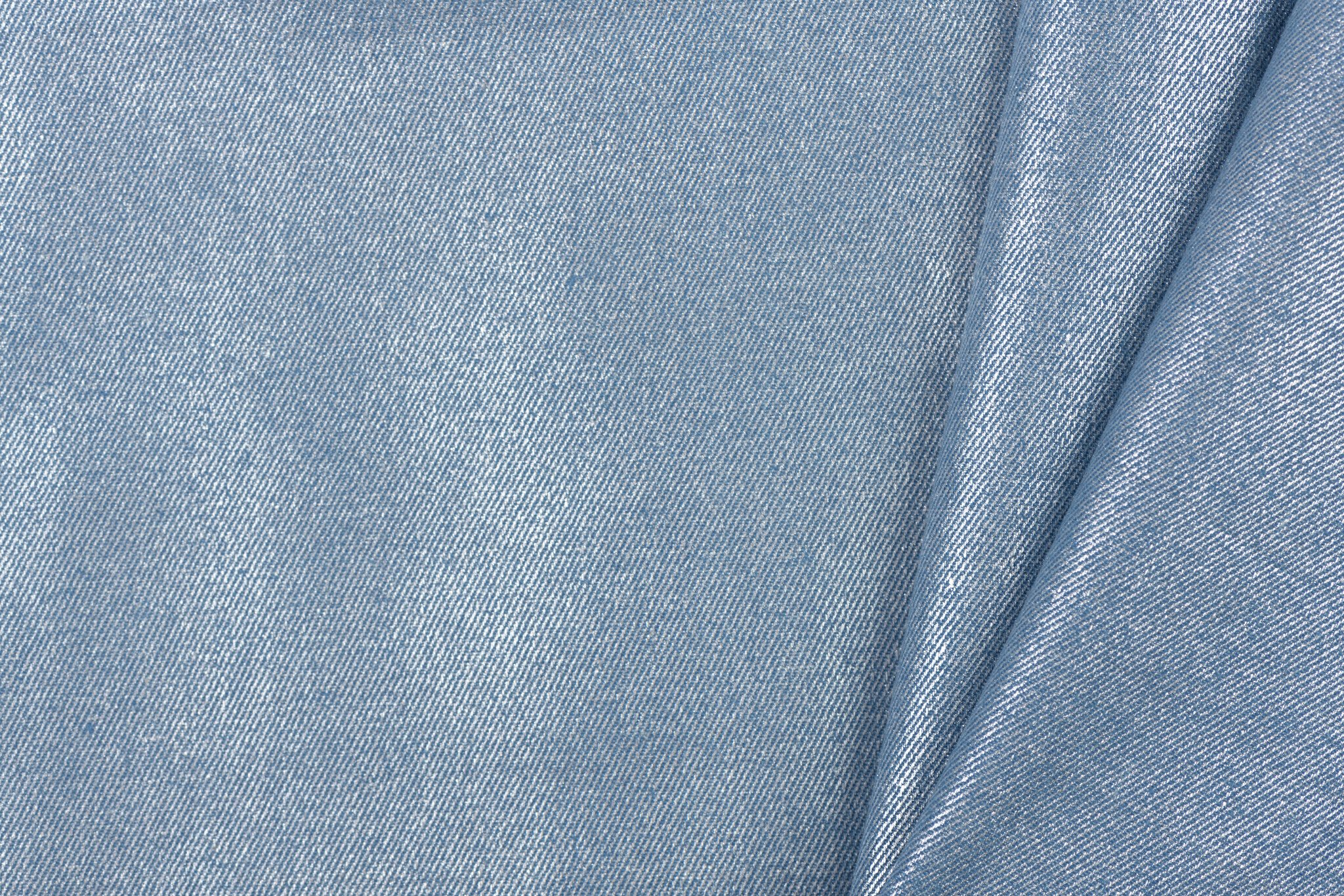 Coated Denim Stof Lichtblauw -Zilver
