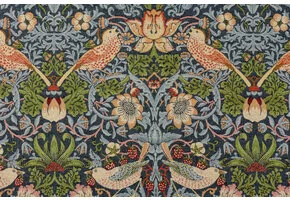 Gobelin stof Aardbei Dief Blauw