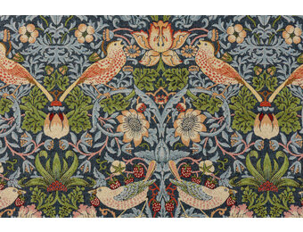 Gobelin stof Aardbei Dief Blauw