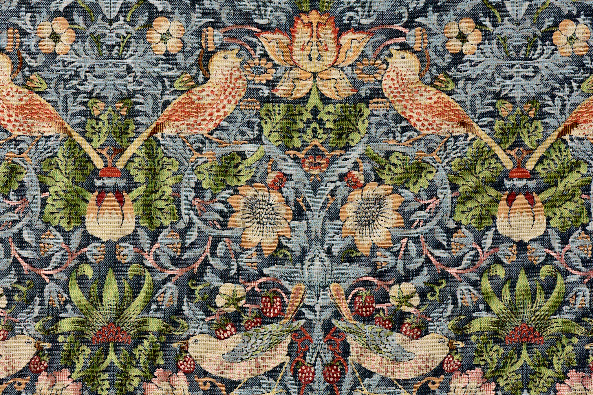 Gobelin stof Aardbei Dief Blauw