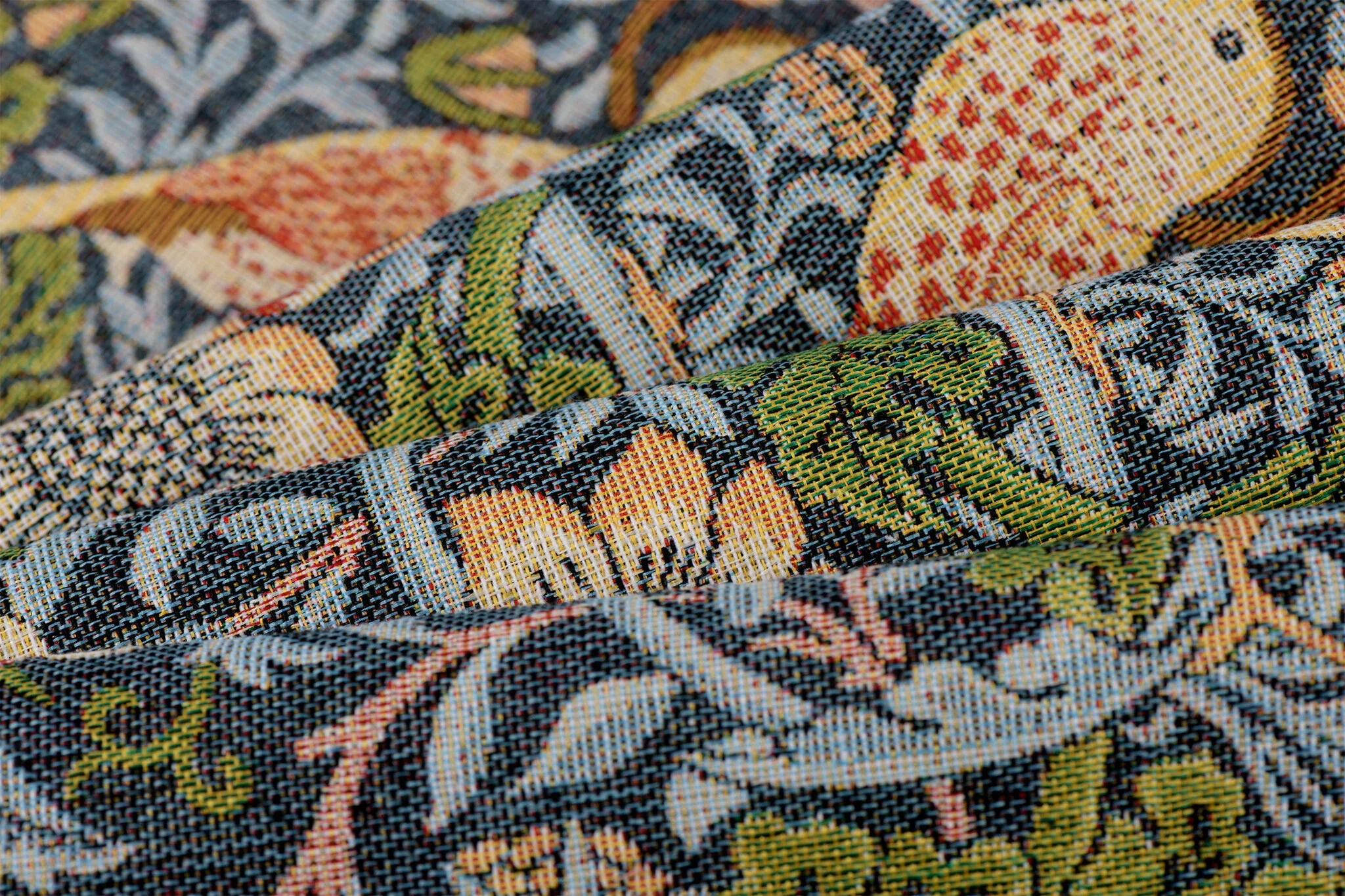 Gobelin stof Aardbei Dief Blauw