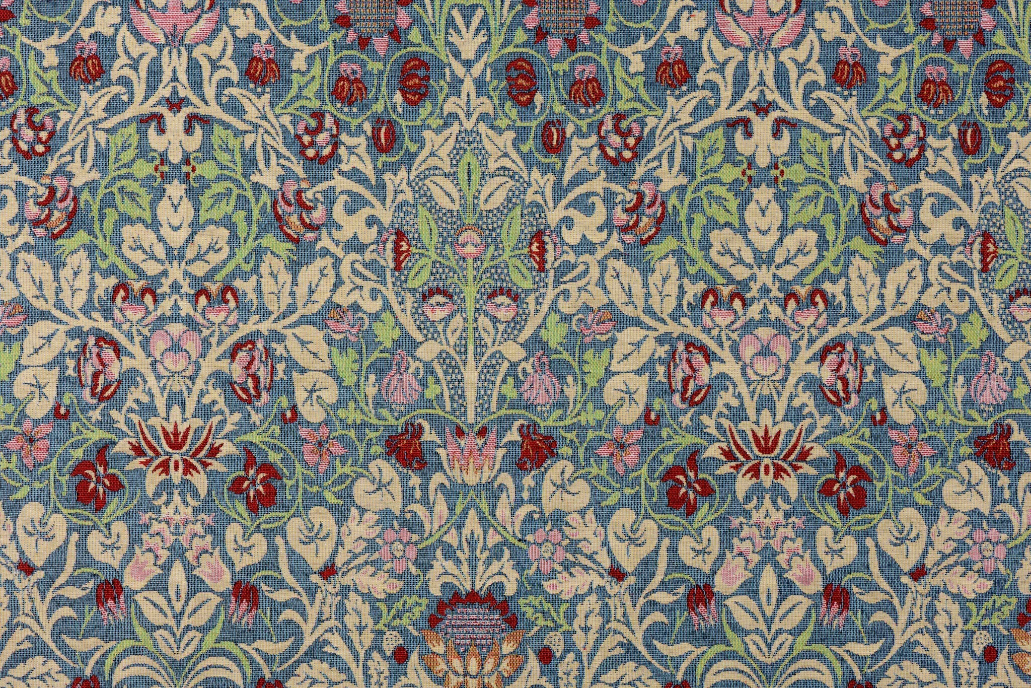 Gobelin stof Blauwe Bloemen