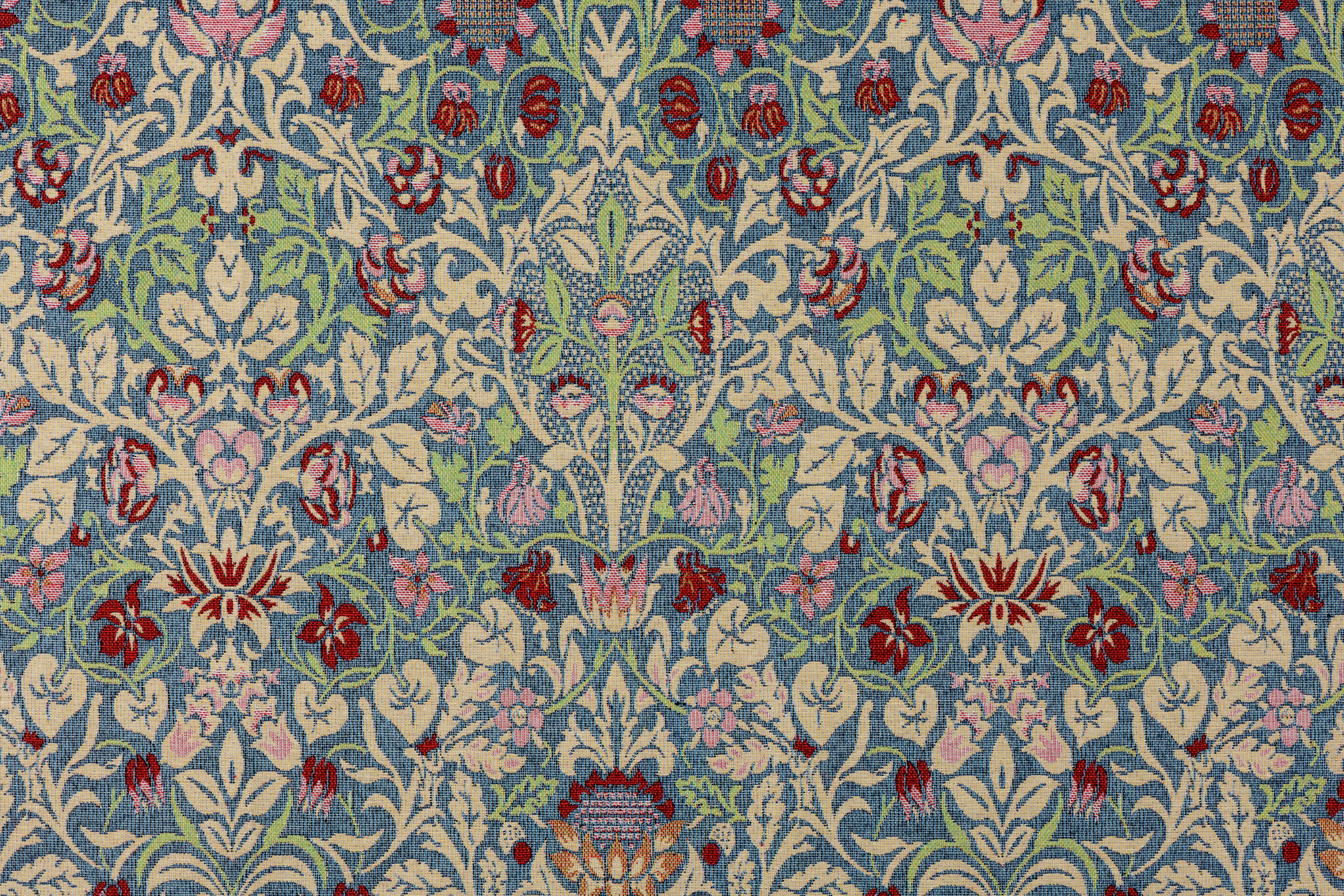 Gobelin stof Blauwe Bloemen