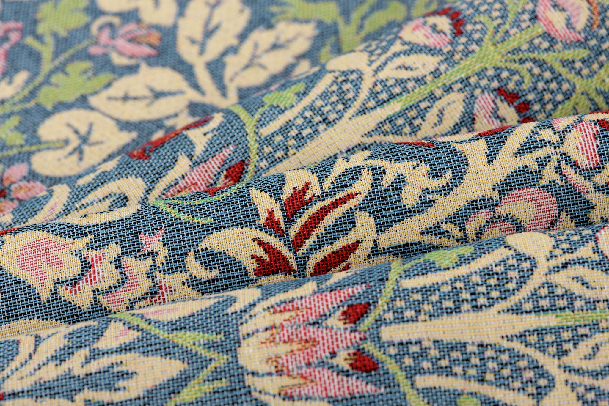 Gobelin stof Blauwe Bloemen