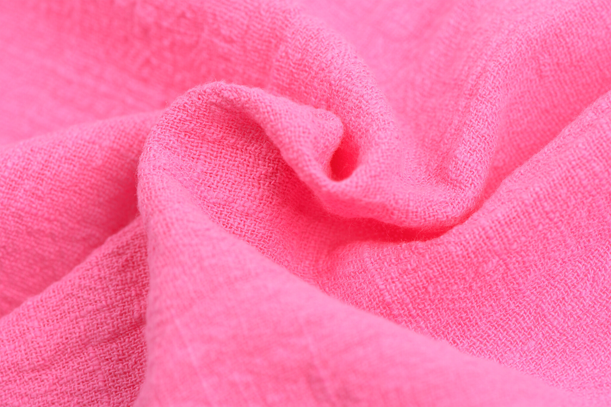 Slub Stone Washed Katoen Stof Roze