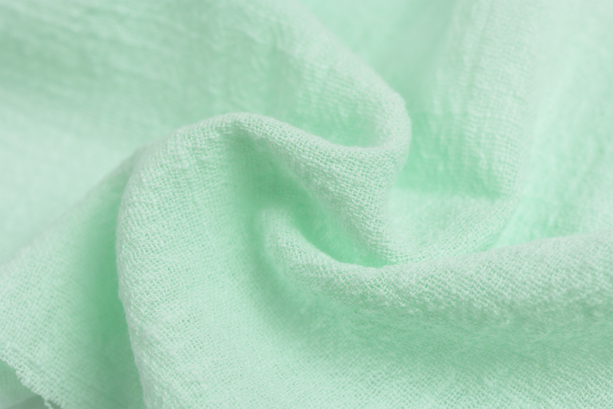 Slub Stone Washed Katoen Stof Mint