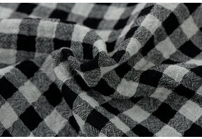 Hydrofiel Katoen Stof Dubbelzijdig Vichy Ruit - Uni - Zwart