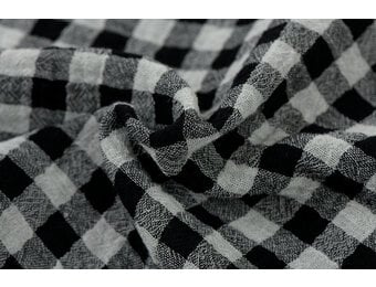 Hydrofiel Katoen Stof Dubbelzijdig Vichy Ruit - Uni - Zwart