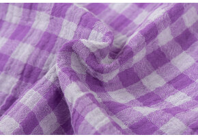 Hydrofiel Katoen Stof Dubbelzijdig Vichy Ruit - Uni - Hyacint Paars
