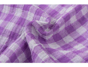 Hydrofiel Katoen Stof Dubbelzijdig Vichy Ruit - Uni - Hyacint Paars