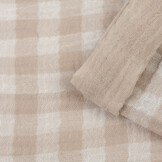 Hydrofiel Katoen Stof Dubbelzijdig Vichy Ruit - Uni - Kiezelbeige