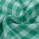 Hydrofiel Katoen Stof Dubbelzijdig Vichy Ruit - Uni - Klaver Groen