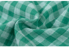 Hydrofiel Katoen Stof Dubbelzijdig Vichy Ruit - Uni - Klaver Groen