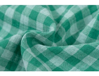 Hydrofiel Katoen Stof Dubbelzijdig Vichy Ruit - Uni - Klaver Groen