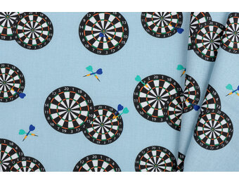 Katoen Stof - Dartborden Lichtblauw
