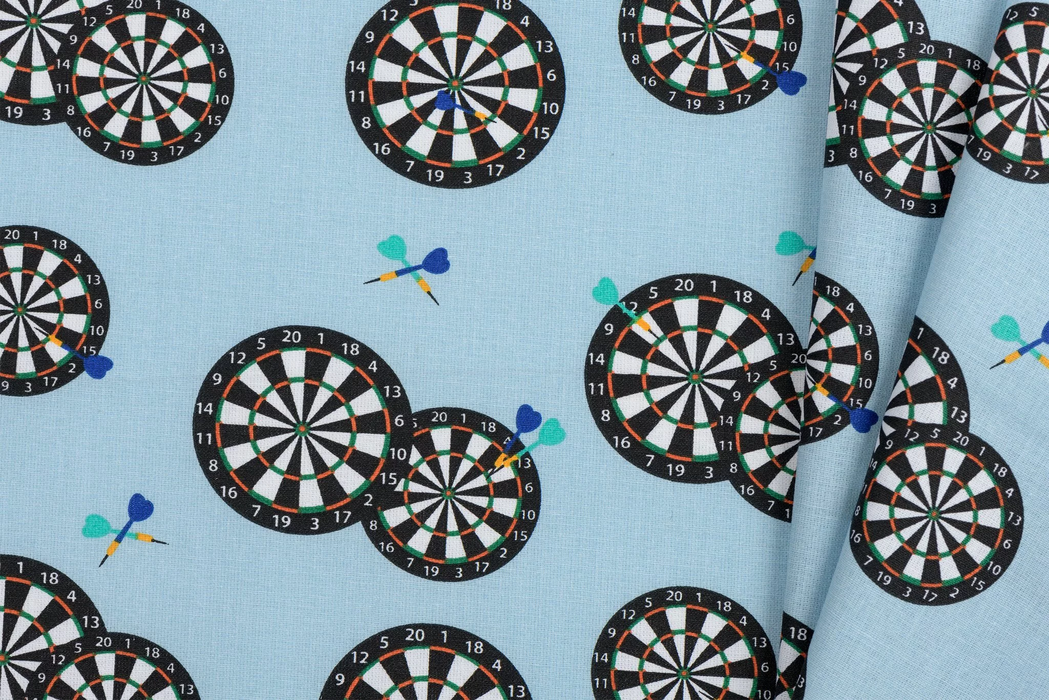Katoen Stof - Dartborden Lichtblauw