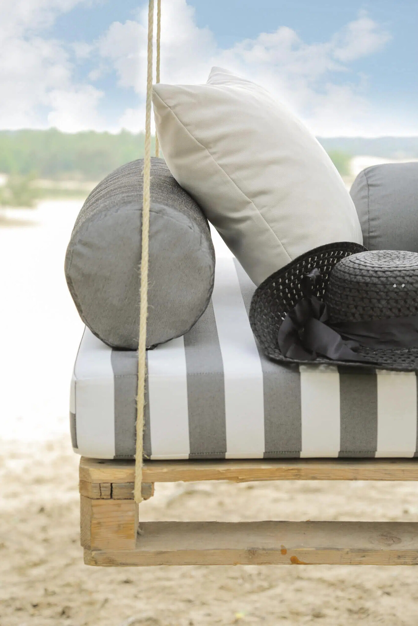 Outdoorstof Sunproof New Koblenz Strepen - Antraciet