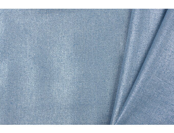 8.5 OZ Stretch Gewassen Coated Denim Stof Lichtblauw -Zilver
