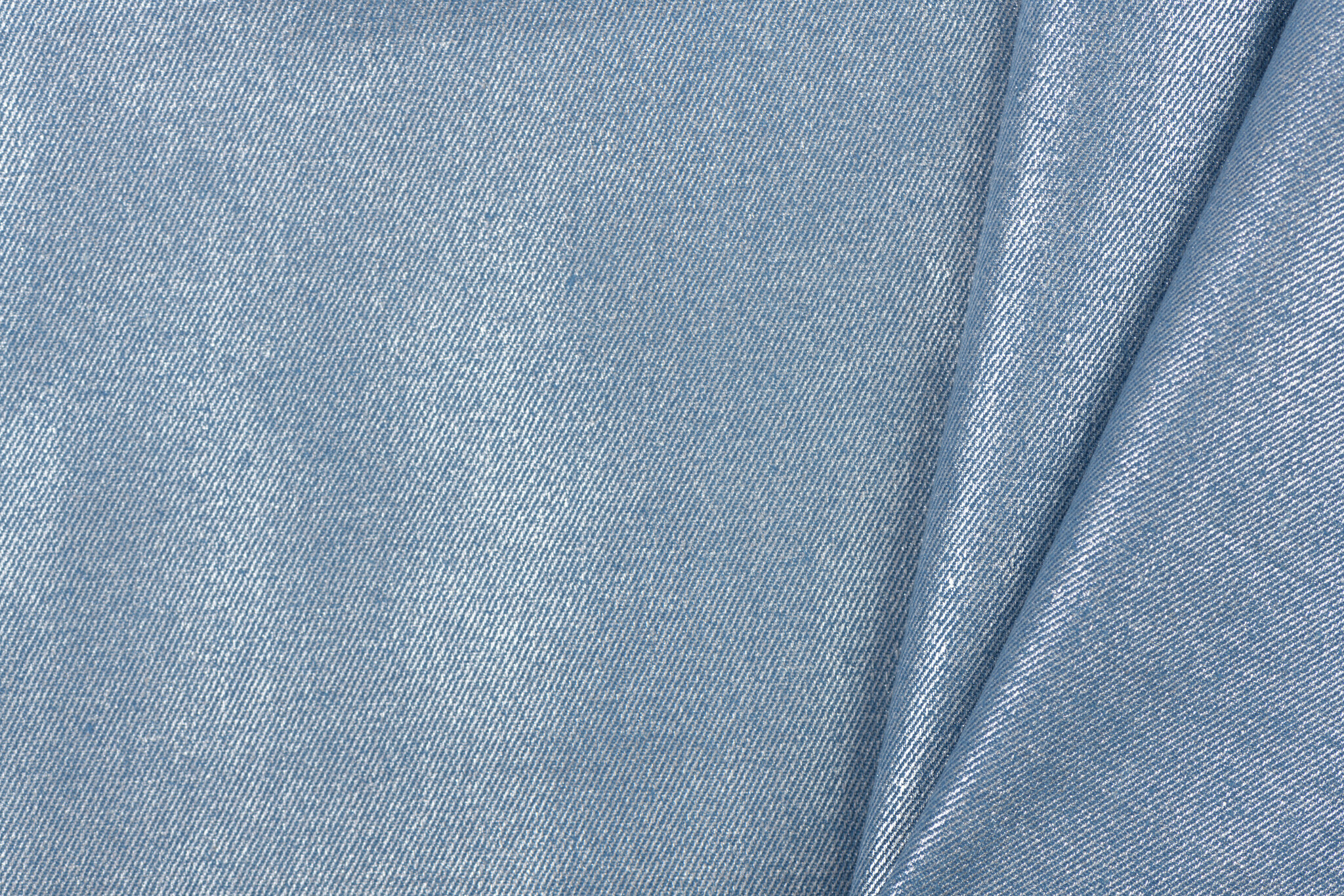 8.5 OZ Stretch Gewassen Coated Denim Stof Lichtblauw -Zilver