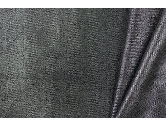 8.5 OZ Stretch Gewassen Coated Denim Stof Zwart -Zilver