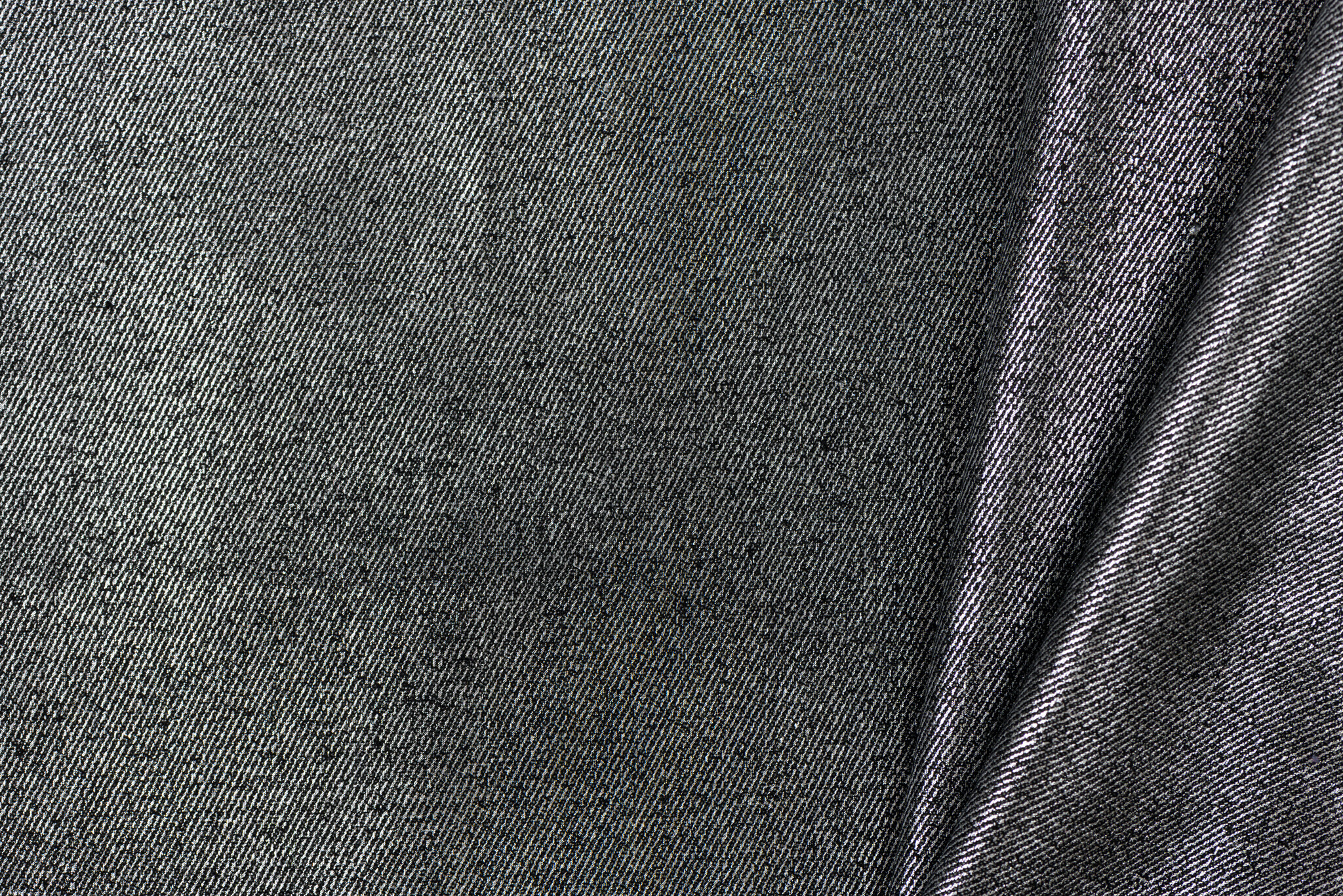 8.5 OZ Stretch Gewassen Coated Denim Stof Zwart -Zilver