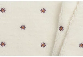 Teddy Stof Embroidery Bloemen Ecru