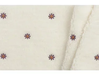 Teddy Stof Embroidery Bloemen Ecru