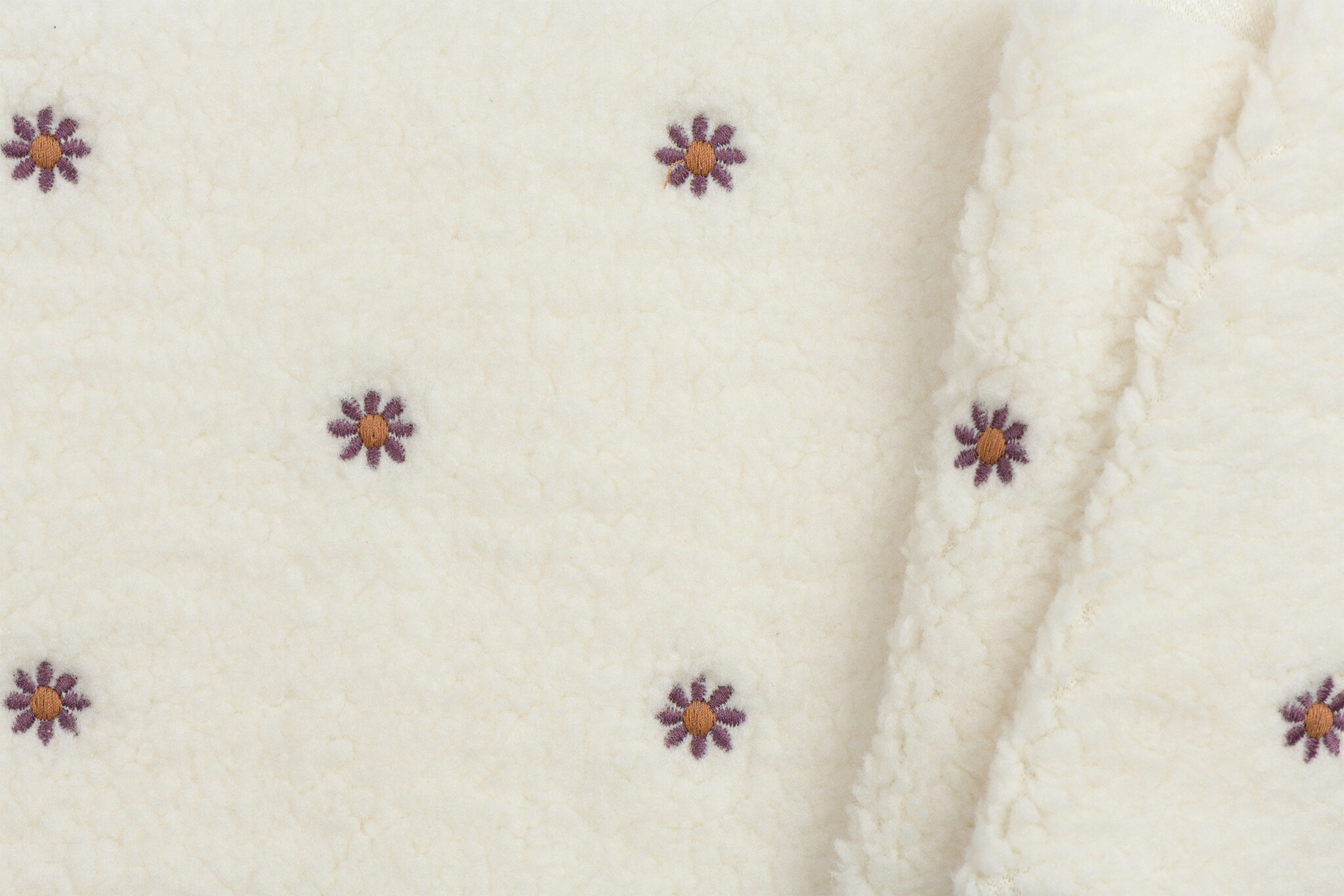 Teddy Stof Embroidery Bloemen Ecru