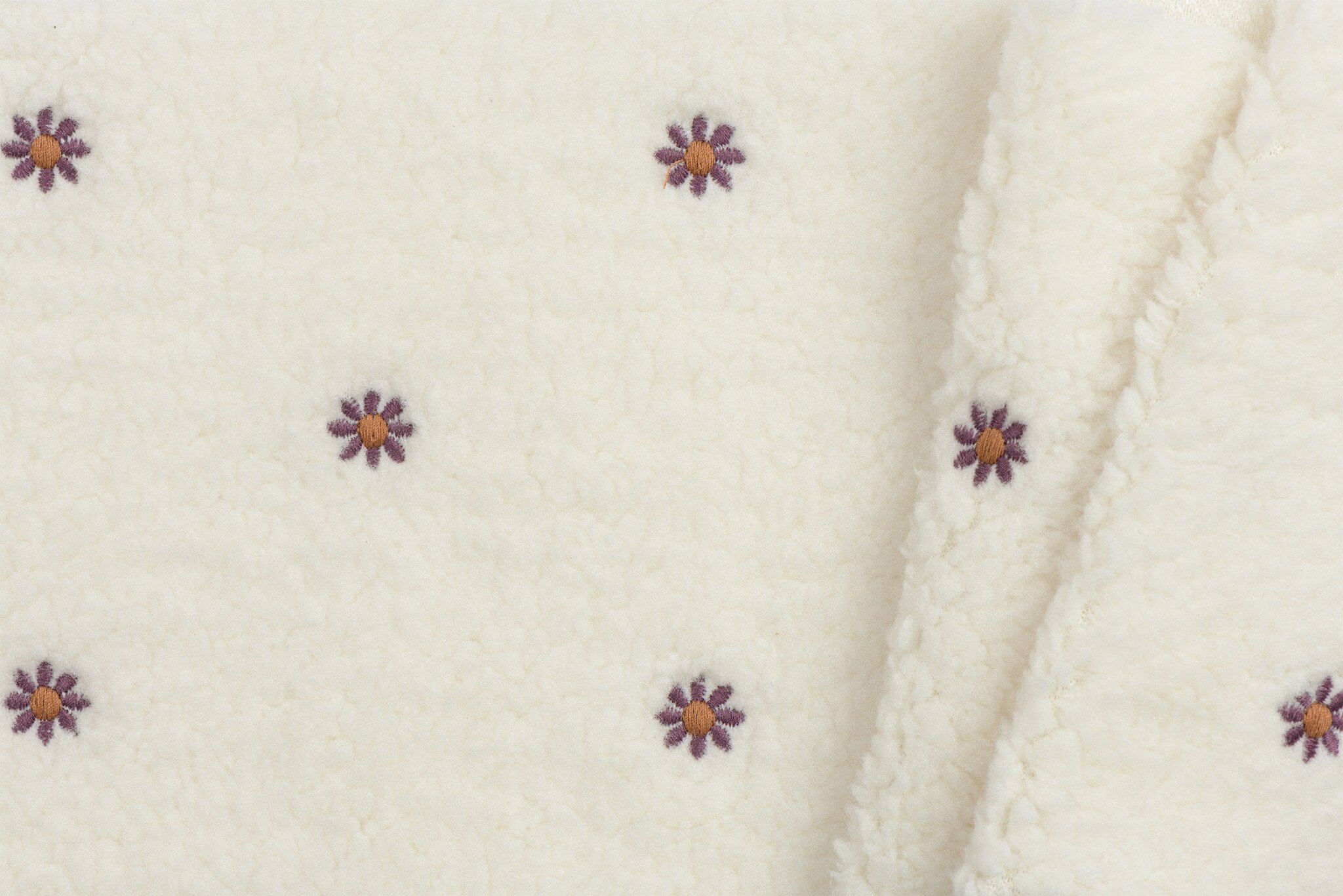 Teddy Stof Embroidery Bloemen Ecru