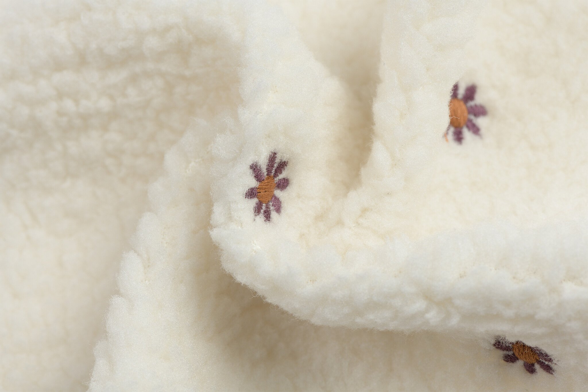 Teddy Stof Embroidery Bloemen Ecru