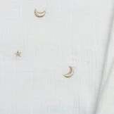 Hydrofiel Stof Embroidery Maan en Sterren Off White